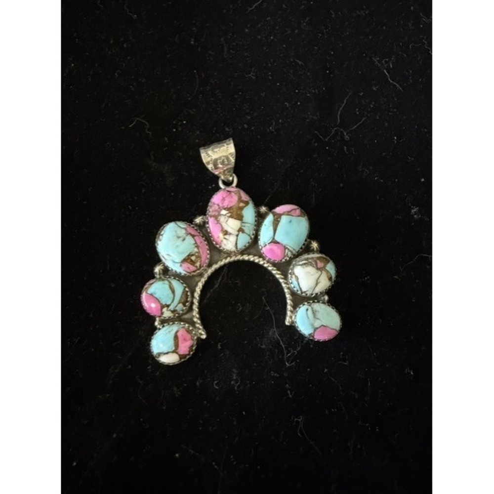 925 Sterling Silver Pink Dahlia Naja Pendant 22g Southwestern Statement